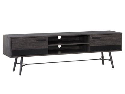 distressed carbon grey black duotone Mid Century Modern TV Stand for TVs up to 85" Aurora Collection product image by CorLiving#color_distressed-carbon-grey-black-duotone