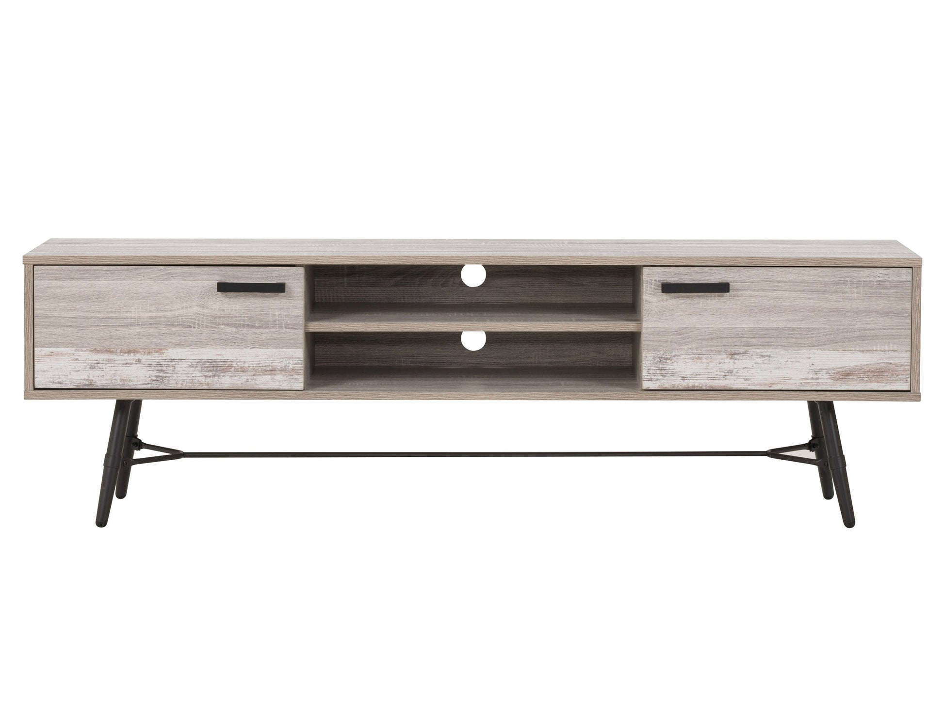 distressed light grey white duotone Mid Century Modern TV Stand for TVs up to 85" Aurora Collection product image by CorLiving#color_distressed-light-grey-white-duotone