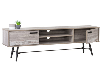 distressed light grey white duotone Mid Century Modern TV Stand for TVs up to 85" Aurora Collection product image by CorLiving#color_distressed-light-grey-white-duotone