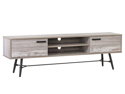 distressed light grey white duotone Mid Century Modern TV Stand for TVs up to 85" Aurora Collection product image by CorLiving#color_distressed-light-grey-white-duotone