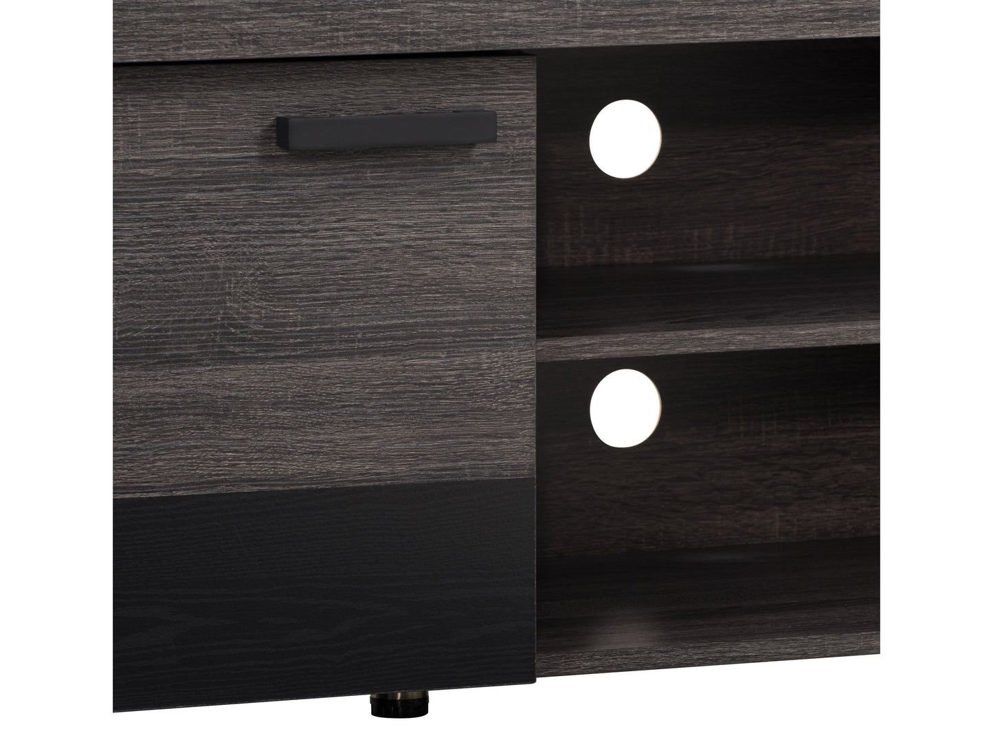 distressed carbon grey black duotone Modern TV Stand with Doors for TVs up to 85" Joliet Collection detail image by CorLiving#color_distressed-carbon-grey-black-duotone