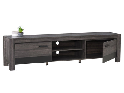 distressed carbon grey black duotone Modern TV Stand with Doors for TVs up to 95" Joliet Collection product image by CorLiving#color_distressed-carbon-grey-black-duotone