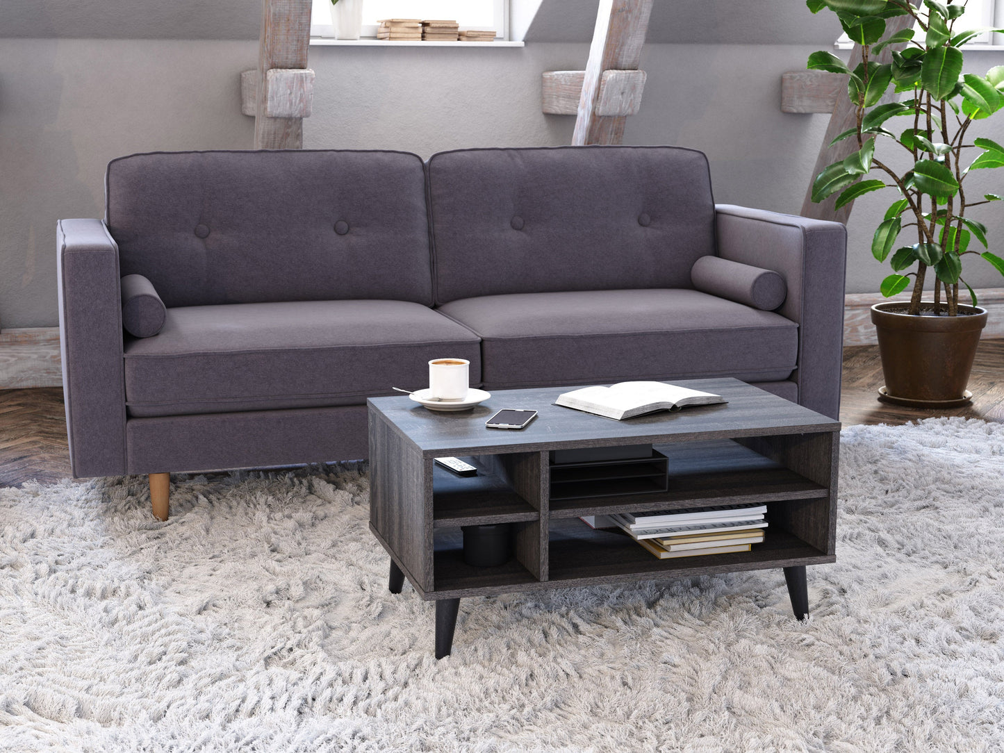dark grey Rectangle Coffee Table with Storage Cole Collection lifestyle scene by CorLiving#color_dark-grey