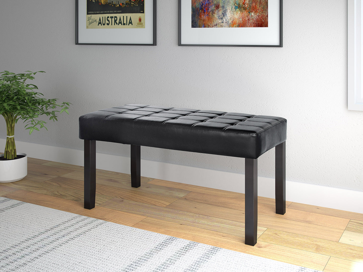 black Tufted Bench California Collection lifestyle scene by CorLiving#color_california-black