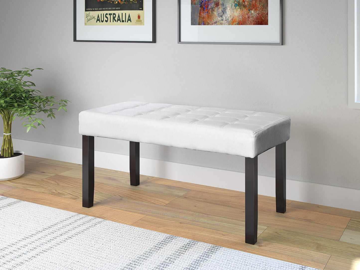 white Tufted Bench California Collection lifestyle scene by CorLiving#color_california-white