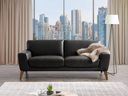 black Faux Leather Sofa London collection lifestyle scene by CorLiving#color_black