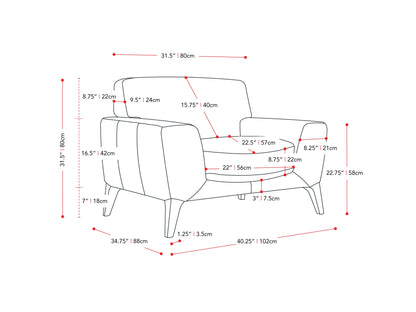 white Faux Leather Accent Chair London Collection measurements diagram by CorLiving#color_london-white