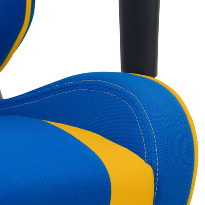 blue and yellow Ergonomic Gaming Chair Workspace Collection detail image by CorLiving#color_blue-and-yellow