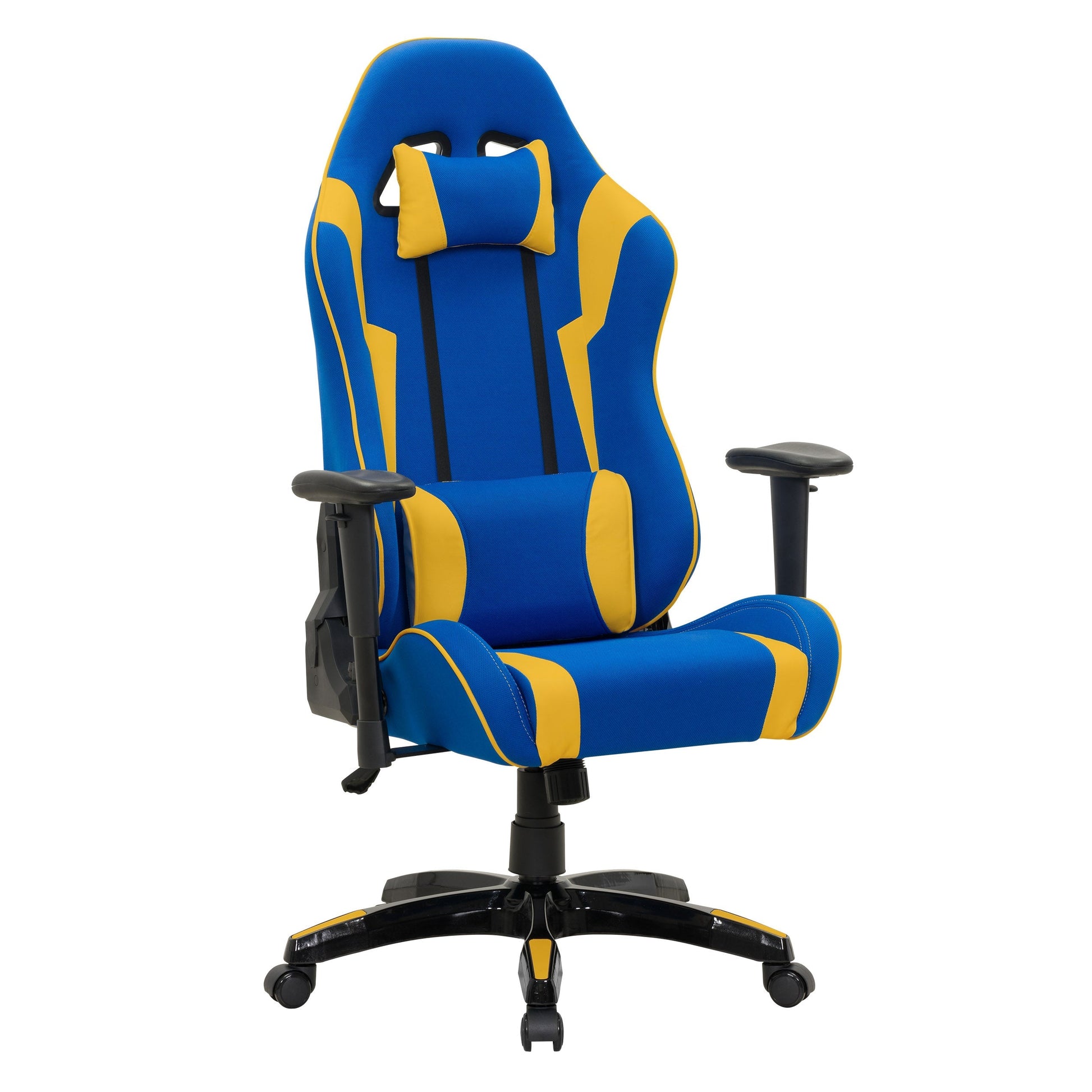 blue and yellow Ergonomic Gaming Chair Workspace Collection product image by CorLiving#color_blue-and-yellow