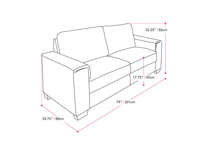 dark grey 3 Seater Sofa Lyon collection measurements diagram by CorLiving#color_dark-grey