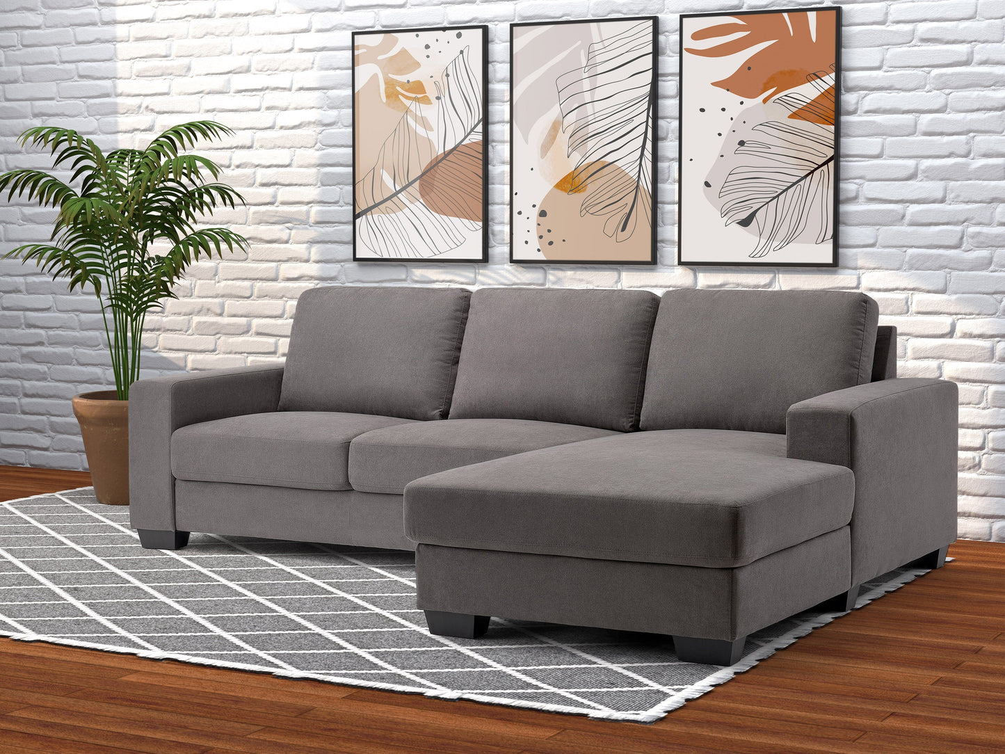 dark grey Wide Sectional Couch, Left Facing Lyon collection lifestyle scene by CorLiving#color_dark-grey