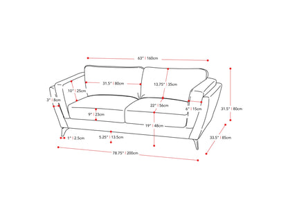 light grey 3 Seater Sofa Lansing Collection measurements diagram by CorLiving#color_lansing-light-grey