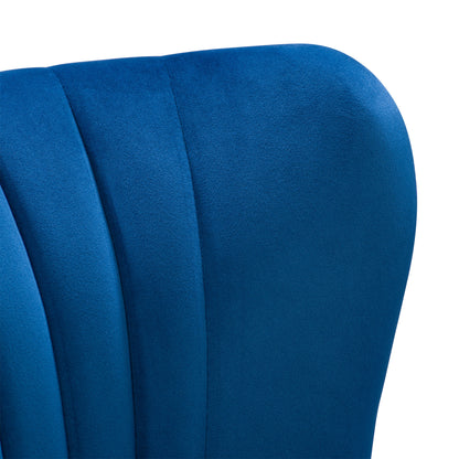 blue Velvet Accent Chair with pouf Lynwood Collection detail image by CorLiving#color_blue