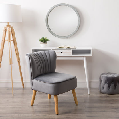 grey Velvet Accent Chair with pouf Lynwood Collection lifestyle scene by CorLiving#color_grey