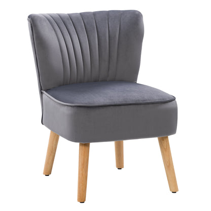 grey Velvet Accent Chair with pouf Lynwood Collection product image by CorLiving#color_grey