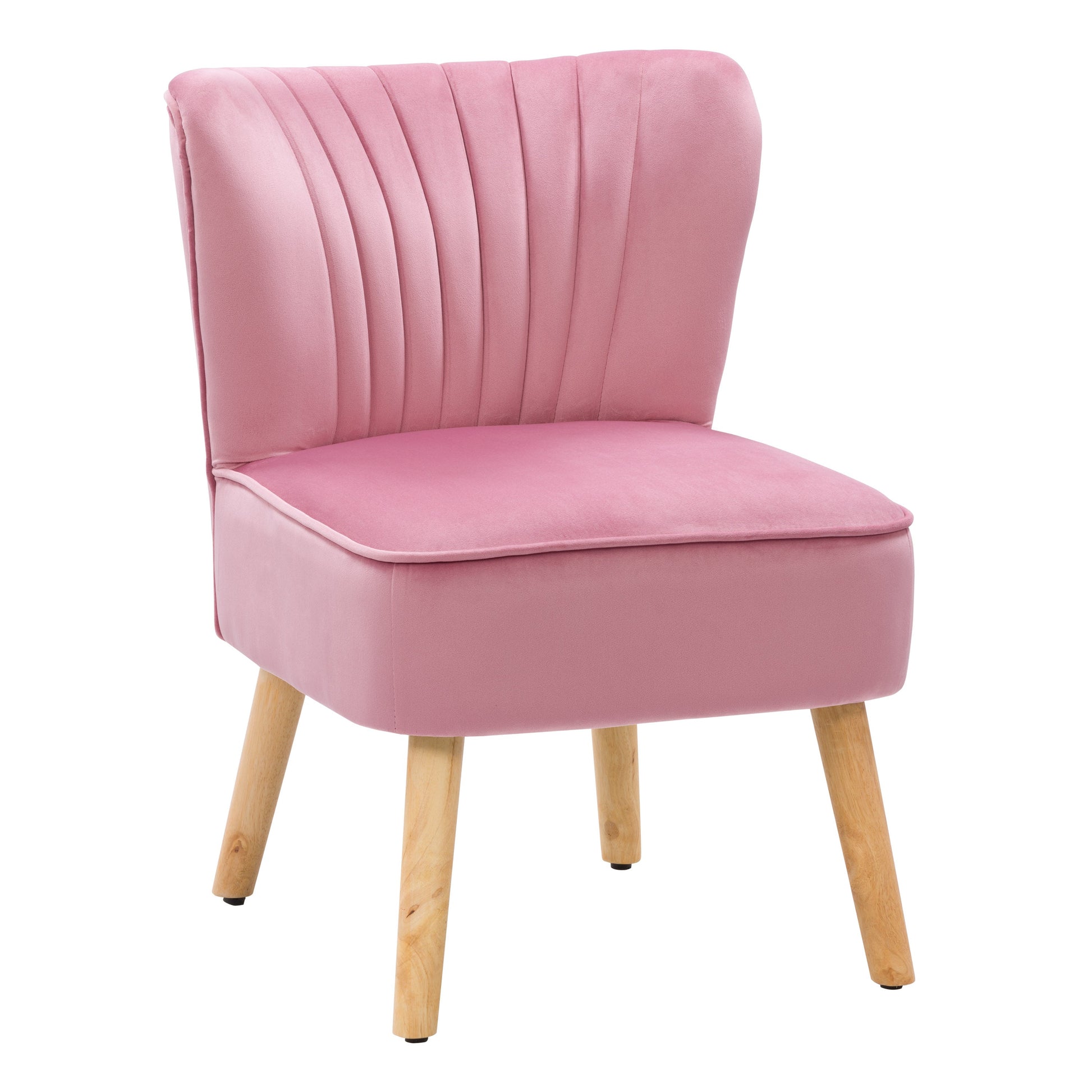 pink Velvet Accent Chair Lynwood Collection product image by CorLiving#color_pink