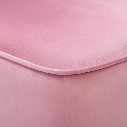 pink Velvet Accent Chair with pouf Lynwood Collection detail image by CorLiving#color_pink