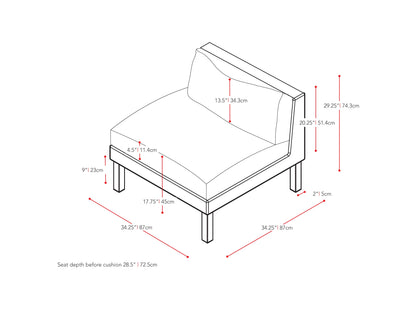 black weave Outdoor Wicker Chair with Cushions Oakland Collection measurements diagram by CorLiving#color_textured-black-weave