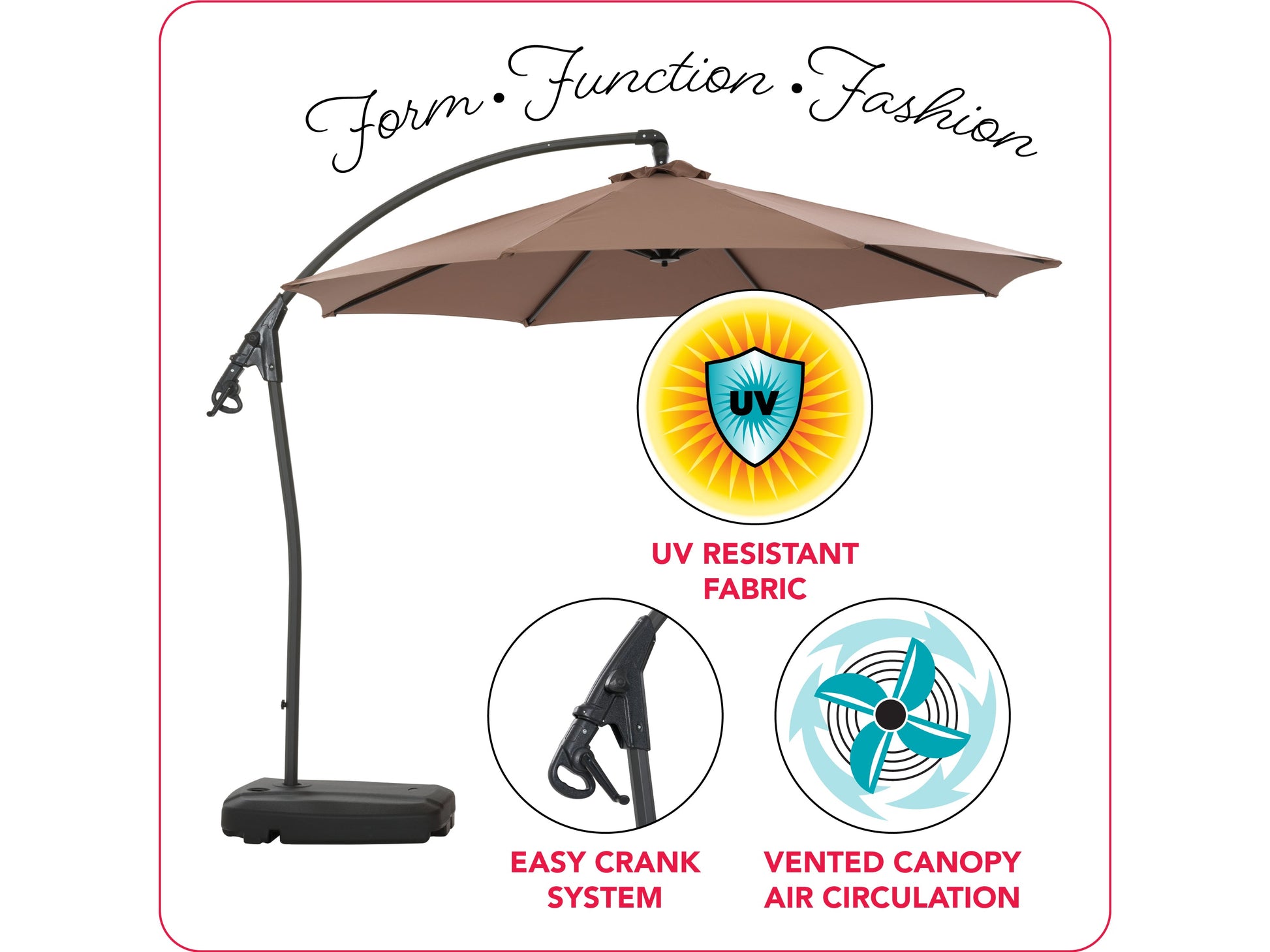 sand cantilever patio umbrella with base Endure Collection infographic CorLiving#color_sand