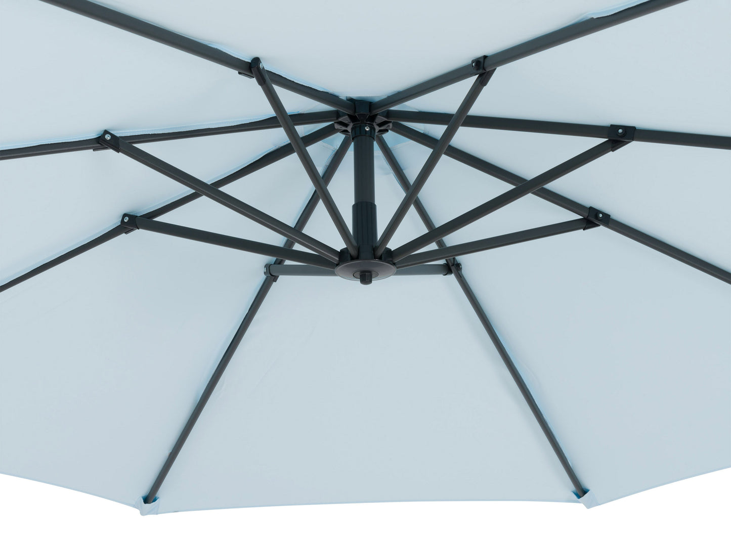 light blue cantilever patio umbrella with base Endure Collection detail image CorLiving#color_light-blue