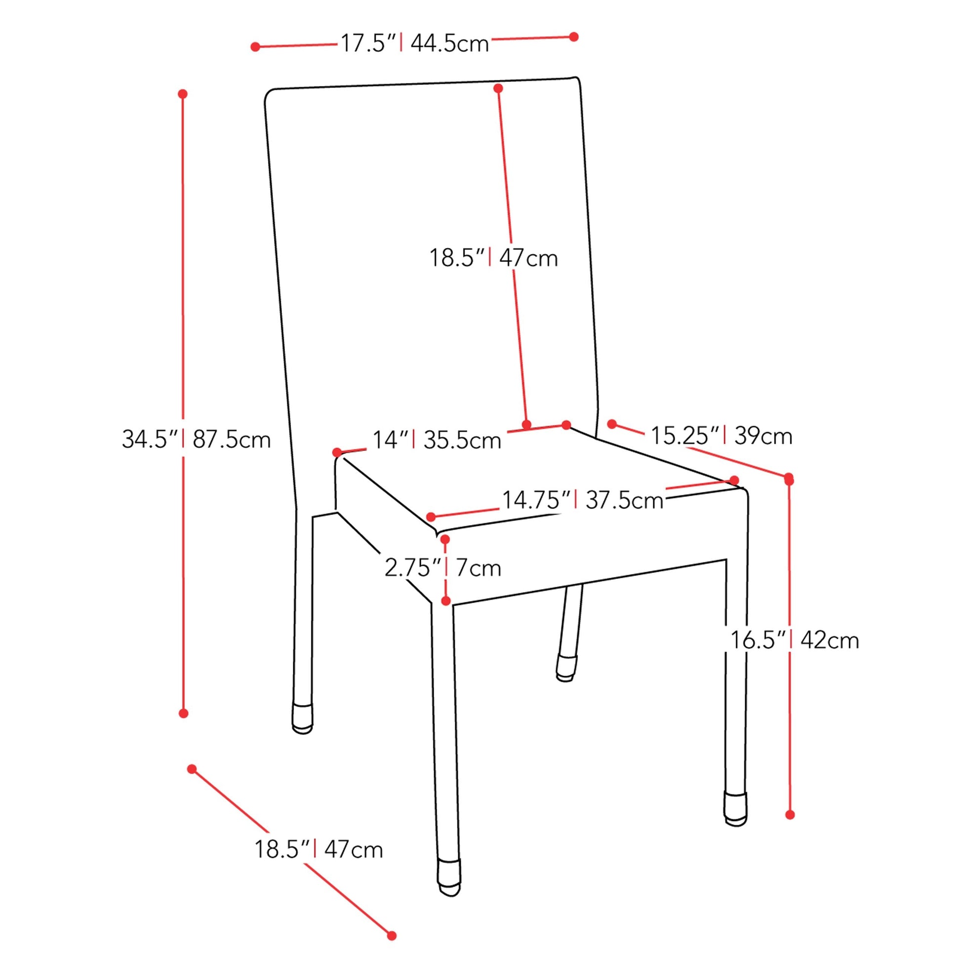 charcoal black Black Outdoor Dining Chairs, Set of 4 Brisbane Collection measurements diagram by CorLiving#color_charcoal-black-weave