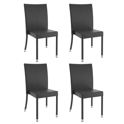 charcoal black Black Outdoor Dining Chairs, Set of 4 Brisbane Collection product image by CorLiving#color_charcoal-black-weave