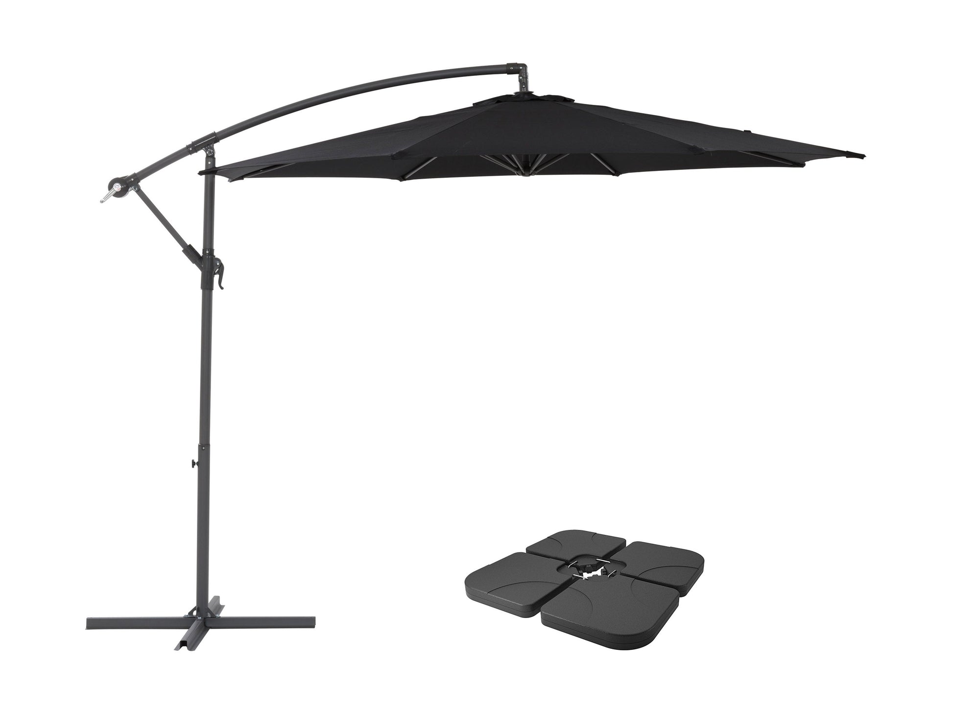 black offset patio umbrella with base 400 Series product image CorLiving#color_black