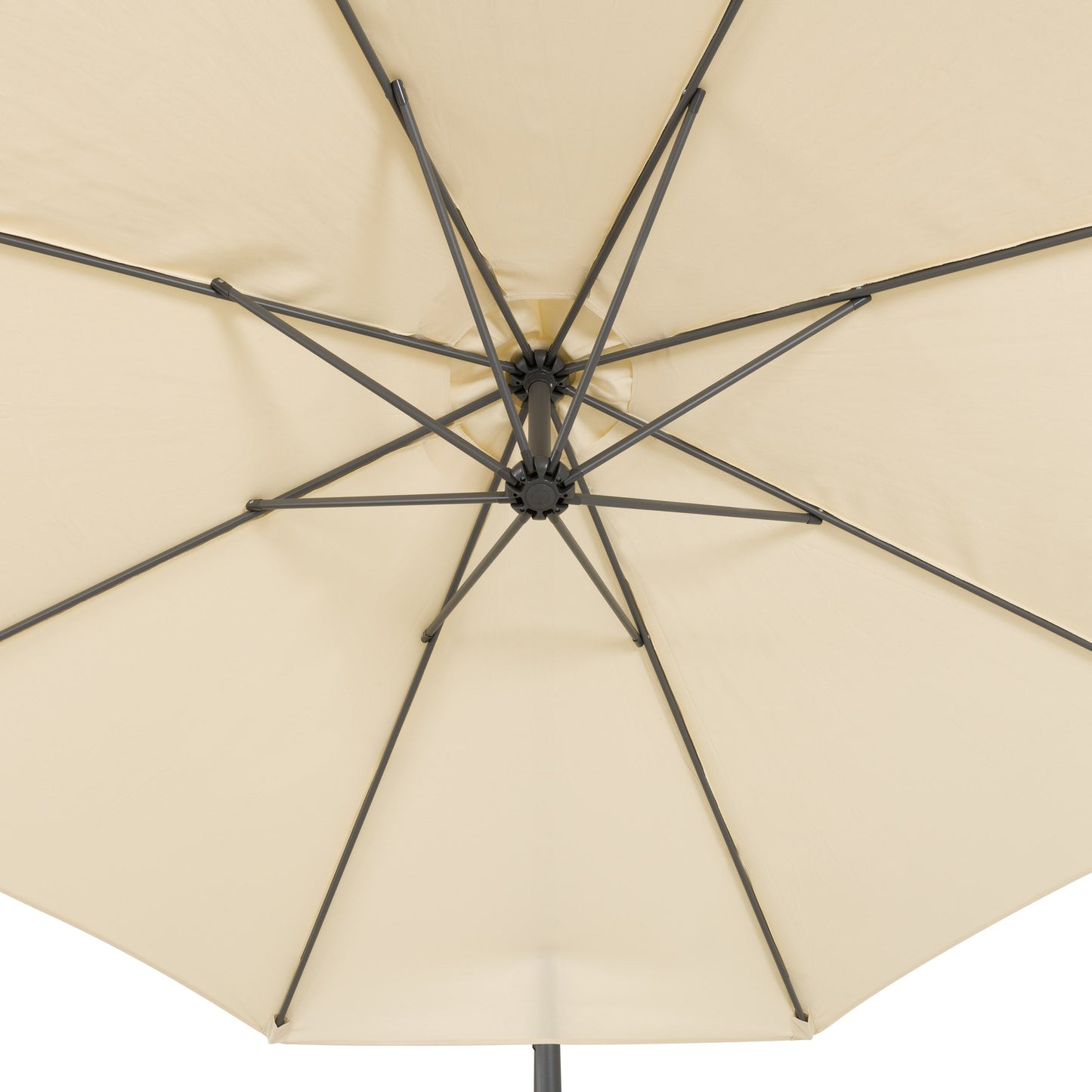 warm white offset patio umbrella with base 400 Series detail image CorLiving#color_warm-white
