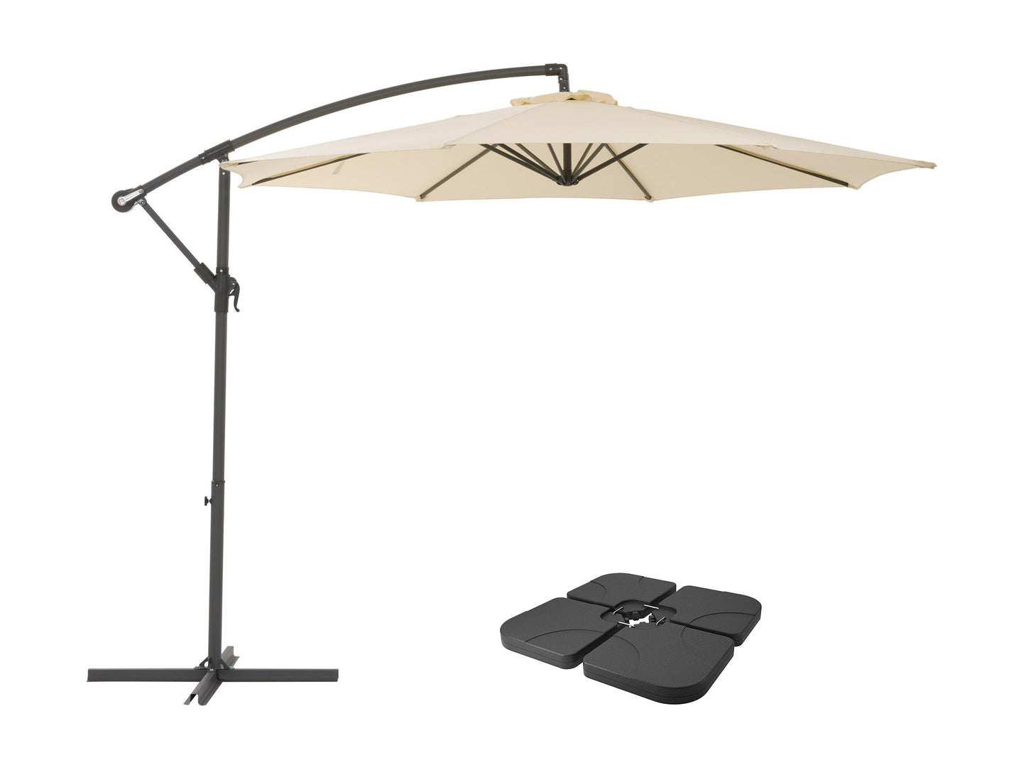 warm white offset patio umbrella with base 400 Series product image CorLiving#color_warm-white