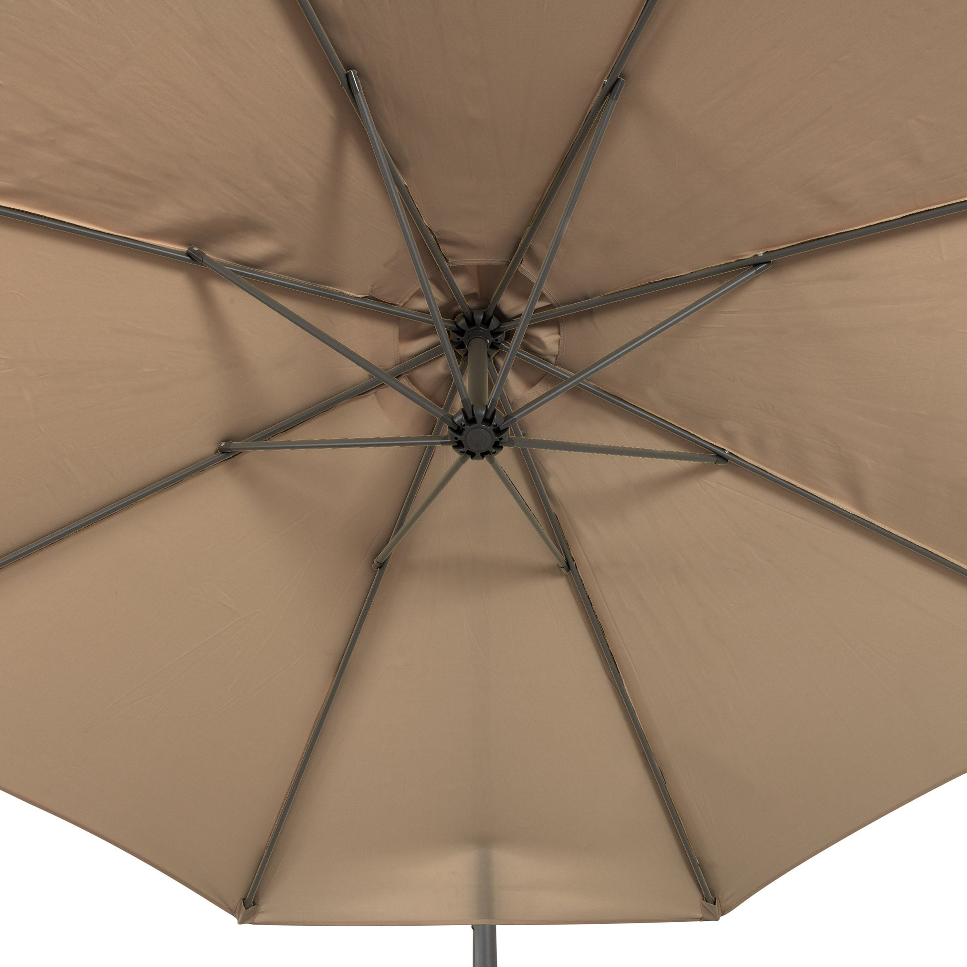 brown offset patio umbrella with base 400 Series detail image CorLiving#color_brown