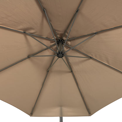 brown offset patio umbrella with base 400 Series detail image CorLiving#color_brown