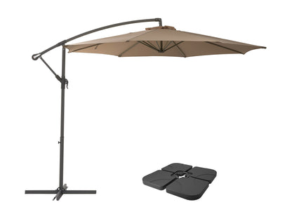 brown offset patio umbrella with base 400 Series product image CorLiving#color_brown