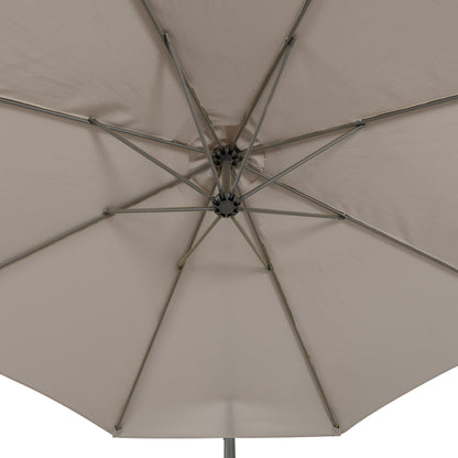 grey offset patio umbrella with base 400 Series detail image CorLiving#color_grey