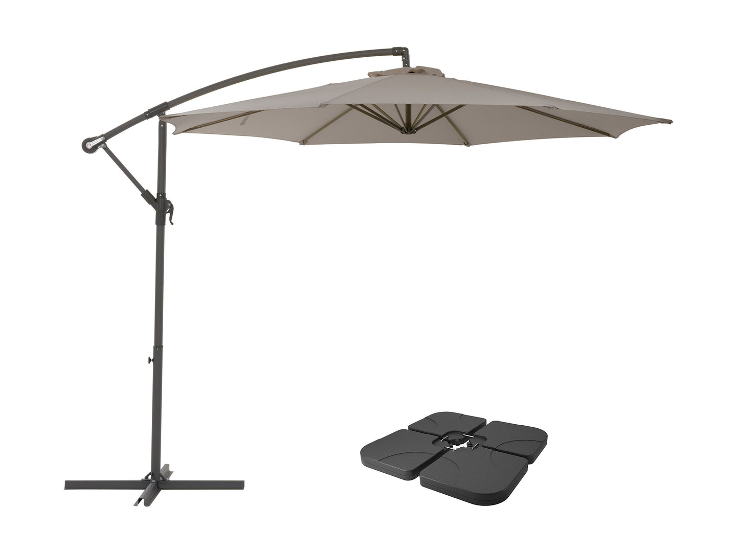 grey offset patio umbrella with base 400 Series product image CorLiving#color_grey