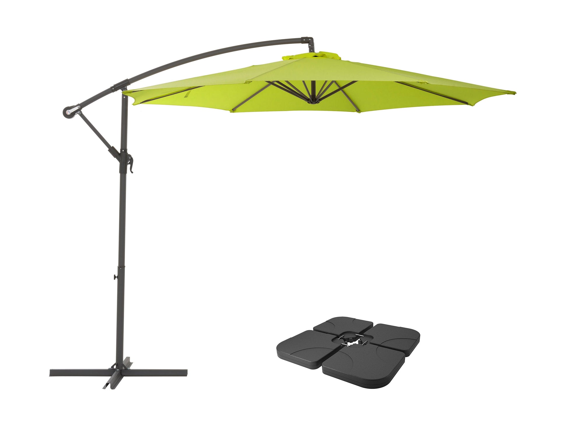 lime green offset patio umbrella with base 400 Series product image CorLiving#color_lime-green