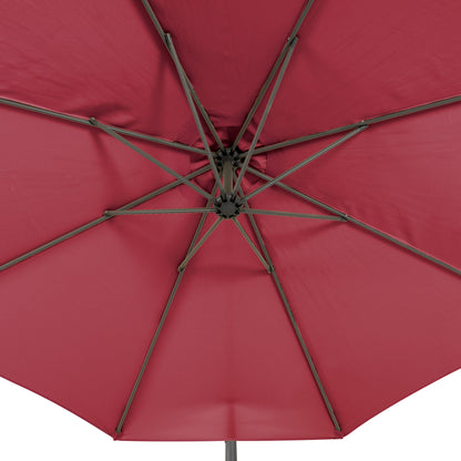 wine red offset patio umbrella with base 400 Series detail image CorLiving#color_wine-red