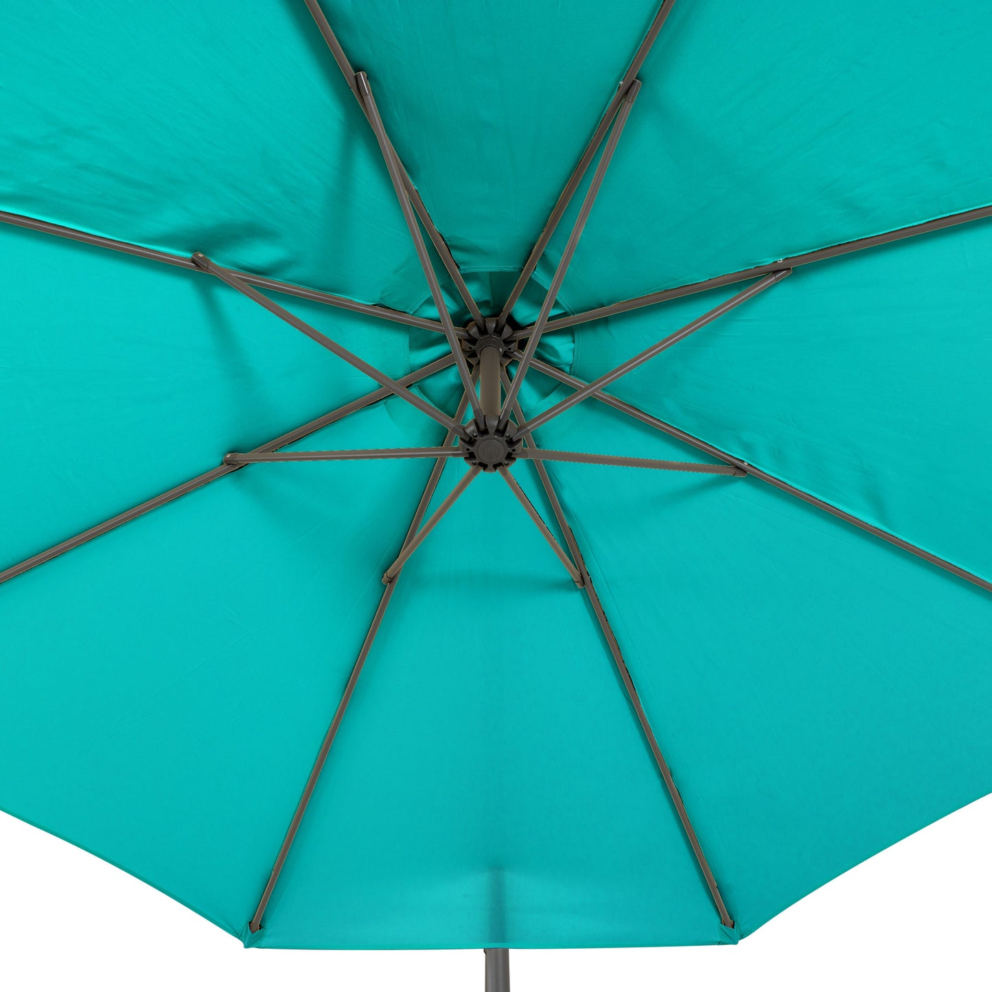 turquoise blue offset patio umbrella with base 400 Series detail image CorLiving#color_turquoise-blue