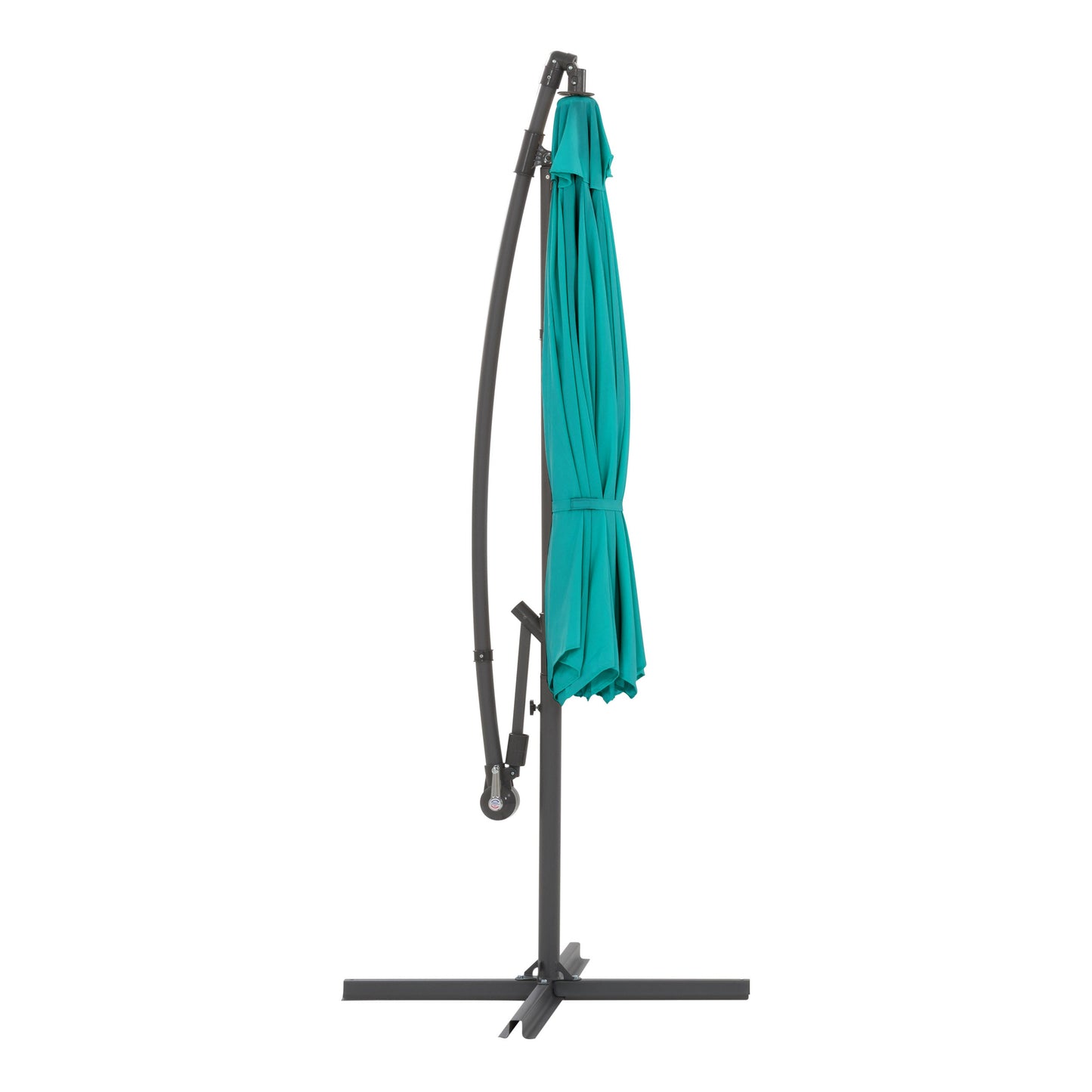 turquoise blue offset patio umbrella with base 400 Series product image CorLiving#color_turquoise-blue