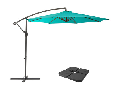 turquoise blue offset patio umbrella with base 400 Series product image CorLiving#color_turquoise-blue