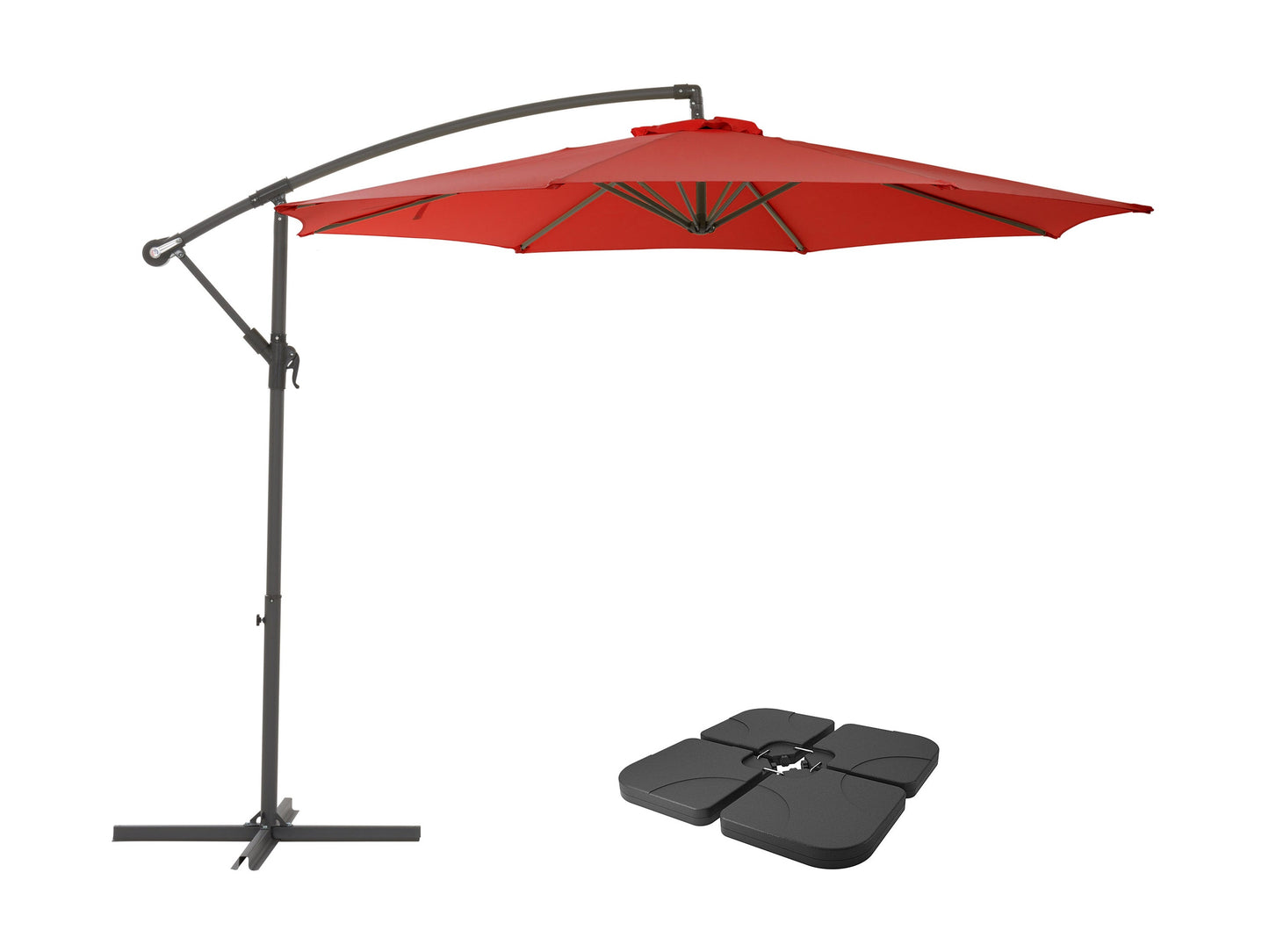 crimson red offset patio umbrella with base 400 Series product image CorLiving#color_crimson-red