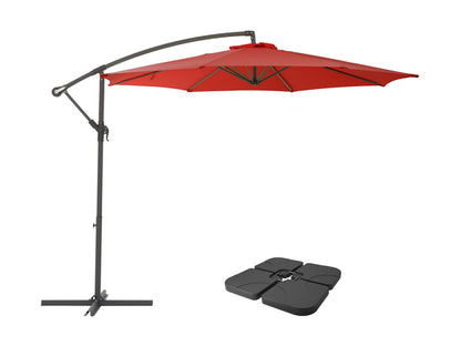crimson red offset patio umbrella with base 400 Series product image CorLiving#color_crimson-red