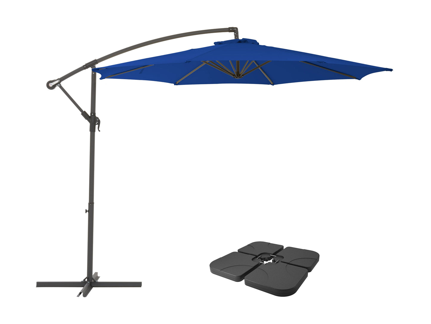 cobalt blue offset patio umbrella with base 400 Series product image CorLiving#color_cobalt-blue