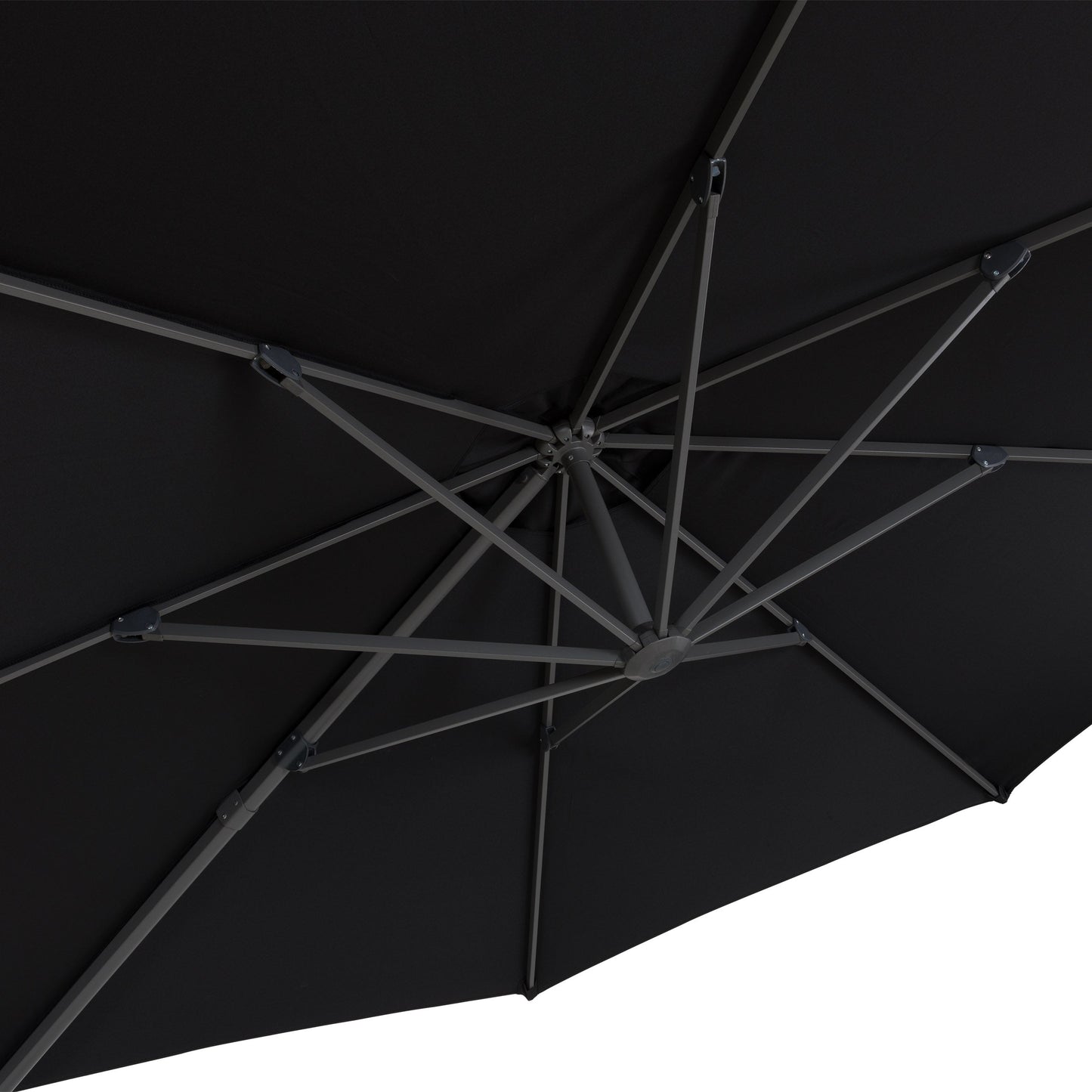 black deluxe offset patio umbrella with base 500 Series detail image CorLiving#color_black