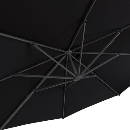 black deluxe offset patio umbrella with base 500 Series detail image CorLiving#color_black