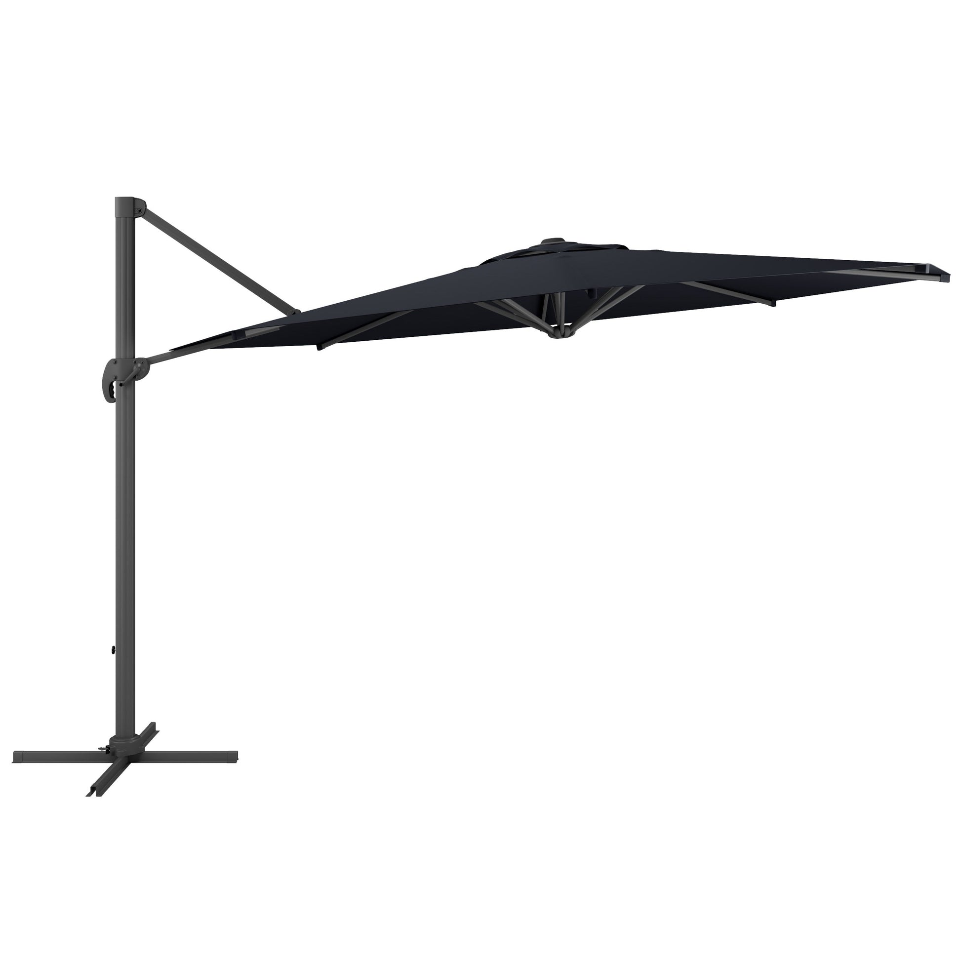 black deluxe offset patio umbrella with base 500 Series product image CorLiving#color_black