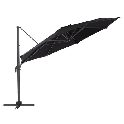 black deluxe offset patio umbrella with base 500 Series product image CorLiving#color_black