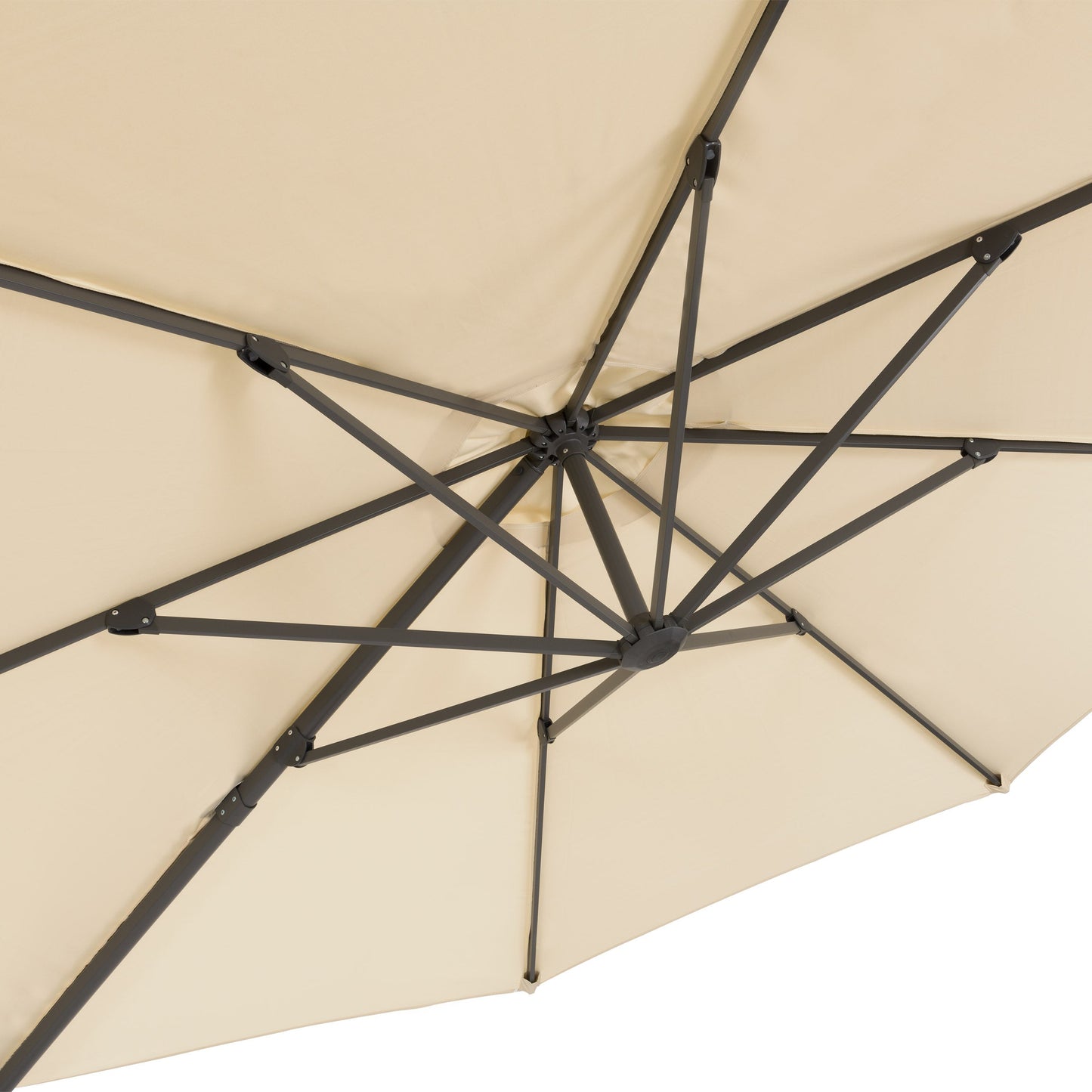 warm white deluxe offset patio umbrella with base 500 Series detail image CorLiving#color_warm-white