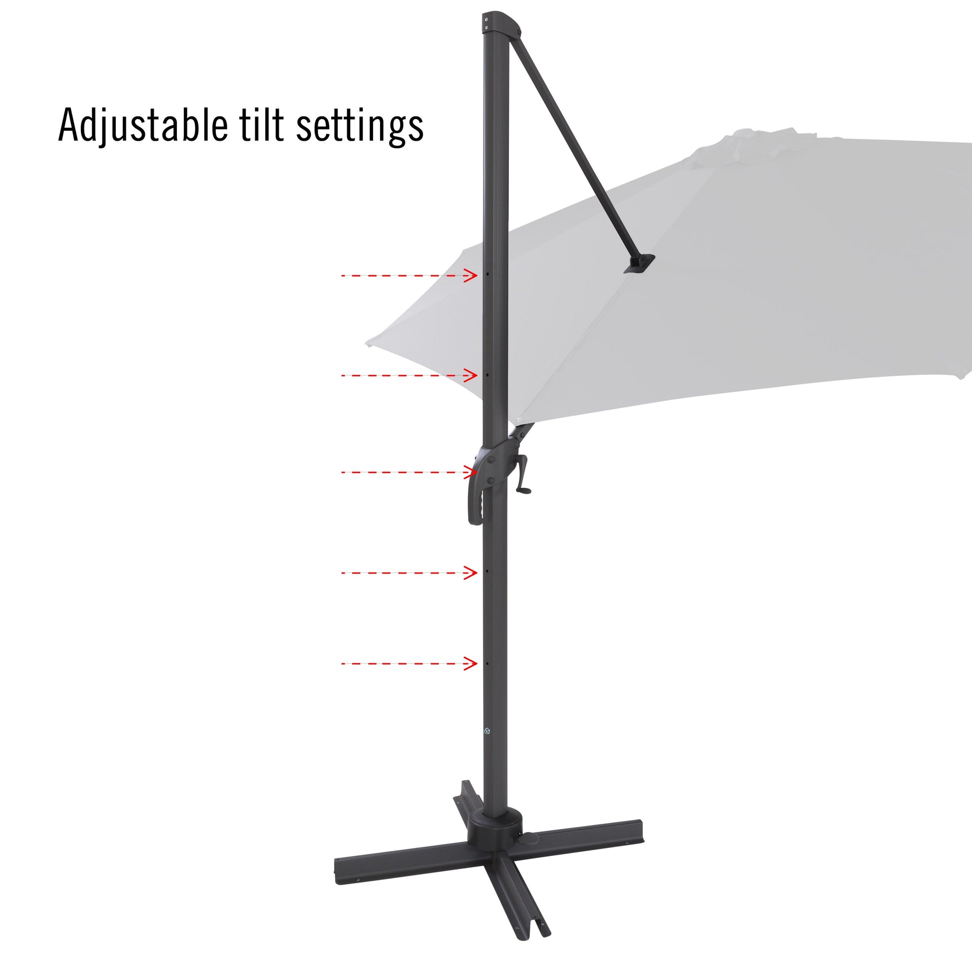 warm white deluxe offset patio umbrella with base 500 Series detail image CorLiving#color_warm-white