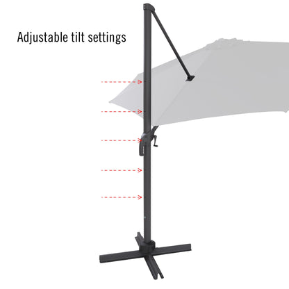 warm white deluxe offset patio umbrella with base 500 Series detail image CorLiving#color_warm-white