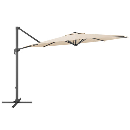warm white deluxe offset patio umbrella with base 500 Series product image CorLiving#color_warm-white